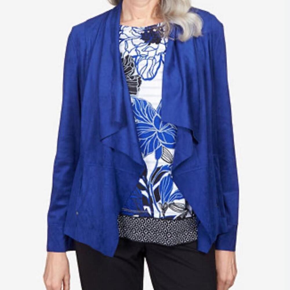 Alfred Dunner Downtown Vibe Suede Cascade Jacket NWOT